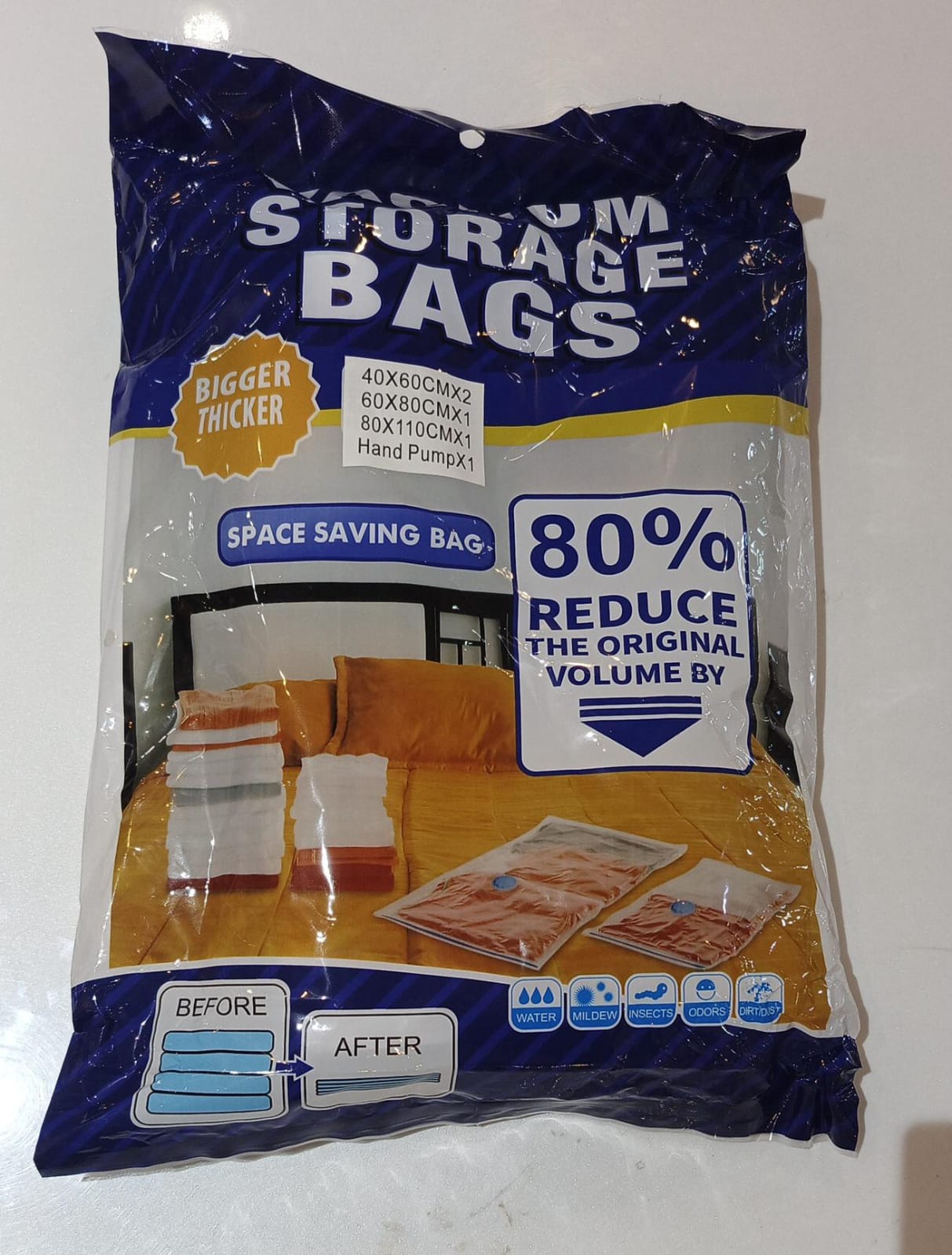 Vacuum Storage Bags (5 Pack) with Hand Pump – Space Saver Bags for Clothes, Bedding, Comforters, Pillows & Travel