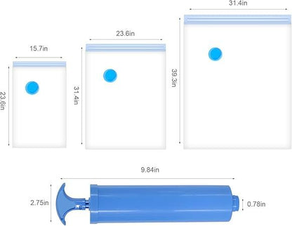 Vacuum Storage Bags (5 Pack) with Hand Pump – Space Saver Bags for Clothes, Bedding, Comforters, Pillows & Travel