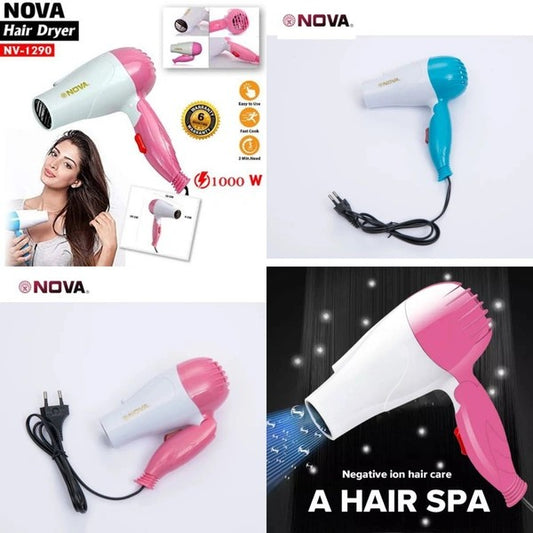 Foldable Hair Dryer – Portable Travel Blow Dryer with Foldable Handle, 2 Speed/Heat Settings, Lightweight & Compact Design